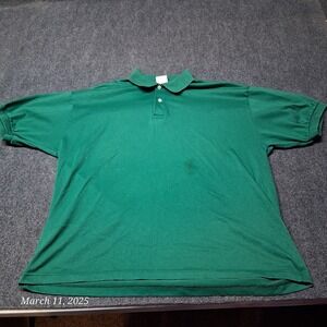 ** VTG Express Mark Chesterfield Polo Shirt Men XXL 2XL Green Short Sleeve